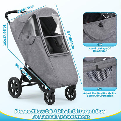 Clear Stroller Rain Cover, Universal Fit, Side Ventilation, Durable Clear