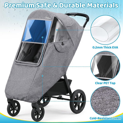 Clear Stroller Rain Cover, Universal Fit, Side Ventilation, Durable Clear
