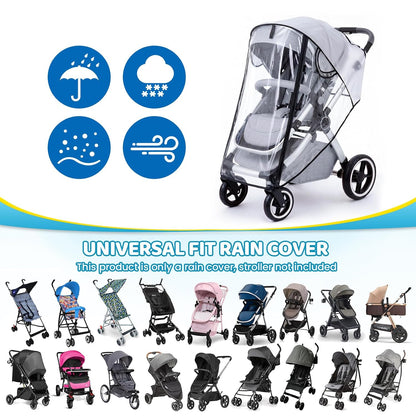 Clear Stroller Rain Cover, Universal Fit, Side Ventilation, Durable Clear