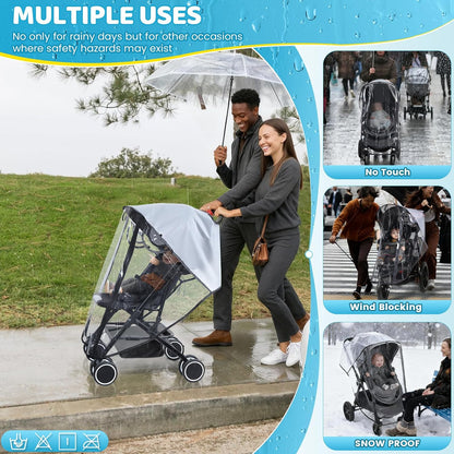 Clear Stroller Rain Cover, Universal Fit, Side Ventilation, Durable Clear