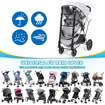 Clear Stroller Rain Cover, Universal Fit, Side Ventilation, Durable Clear