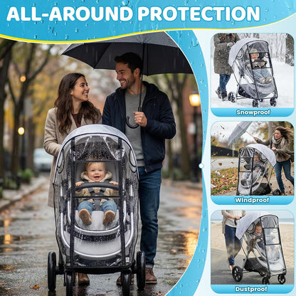 Clear Stroller Rain Cover, Universal Fit, Side Ventilation, Durable Clear