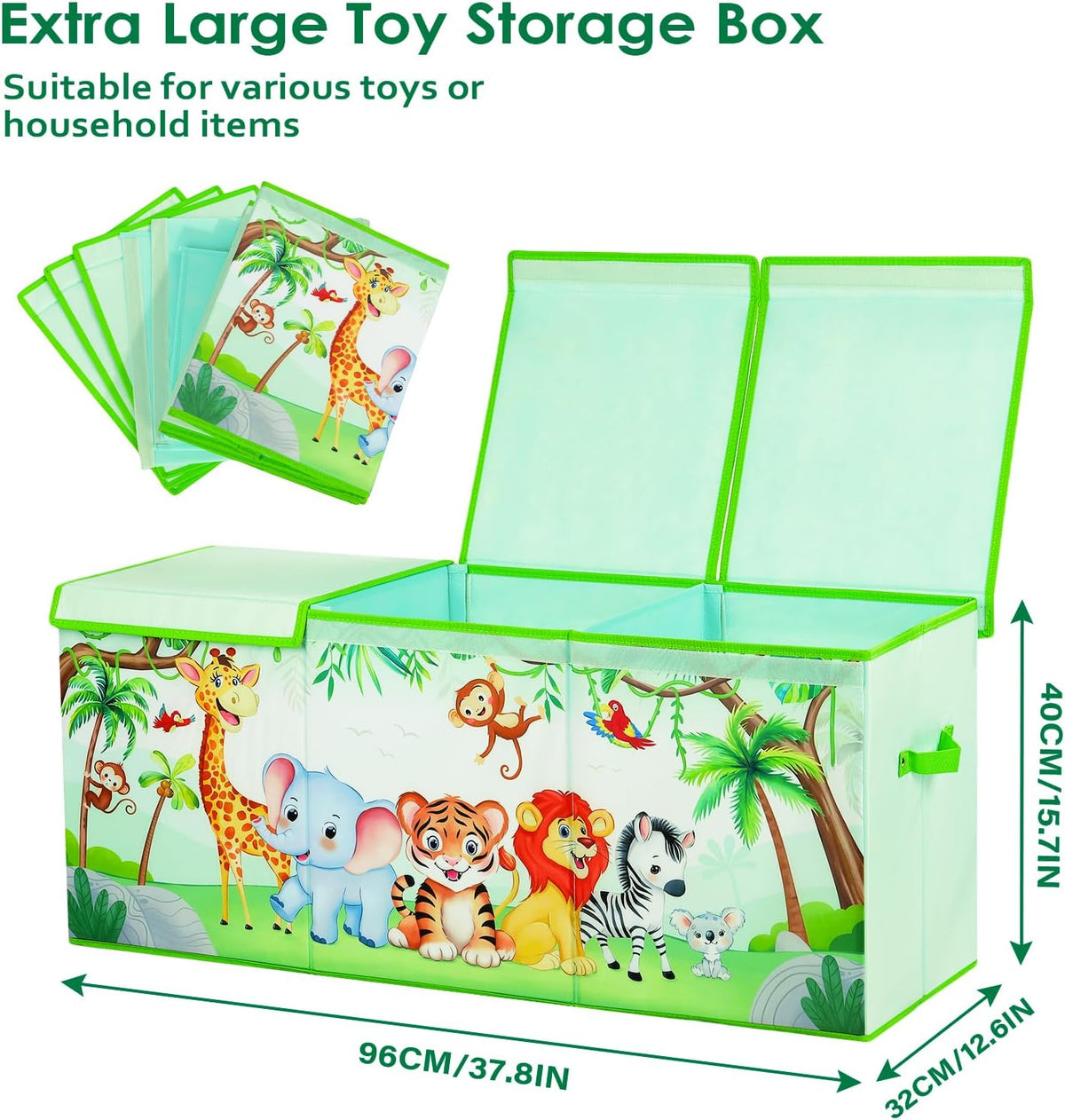 Large Toy Box Collapsible Chest Organizer with Flip Lid for Kids
