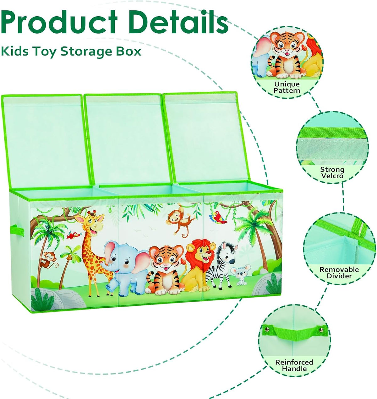 Large Toy Box Collapsible Chest Organizer with Flip Lid for Kids
