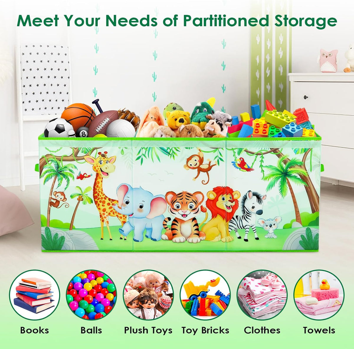 Large Toy Box Collapsible Chest Organizer with Flip Lid for Kids