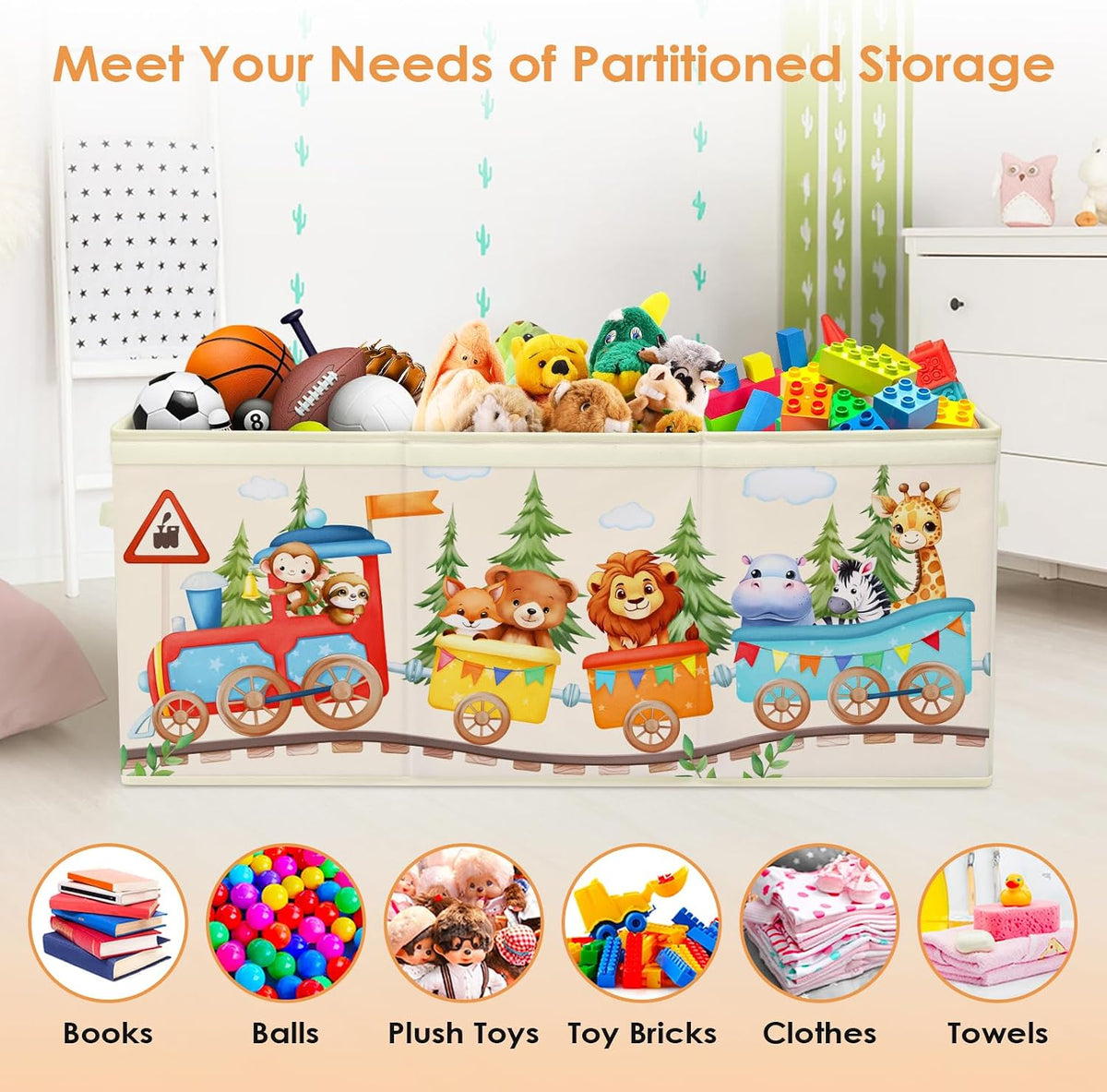 Large Toy Box Collapsible Chest Organizer with Flip Lid for Kids