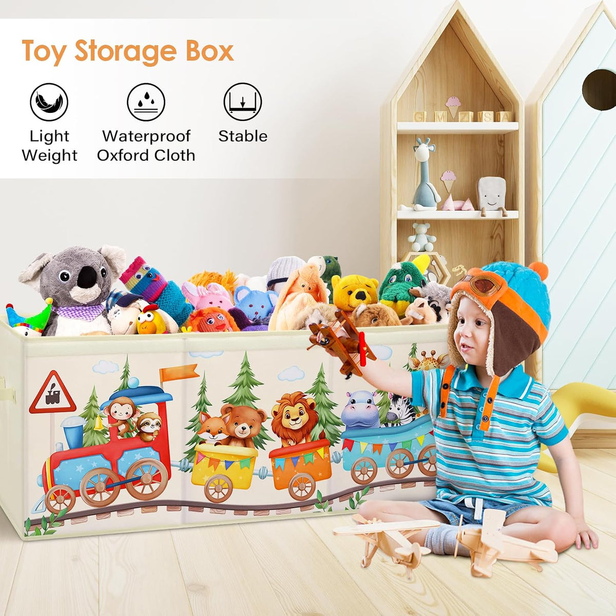 Large Toy Box Collapsible Chest Organizer with Flip Lid for Kids