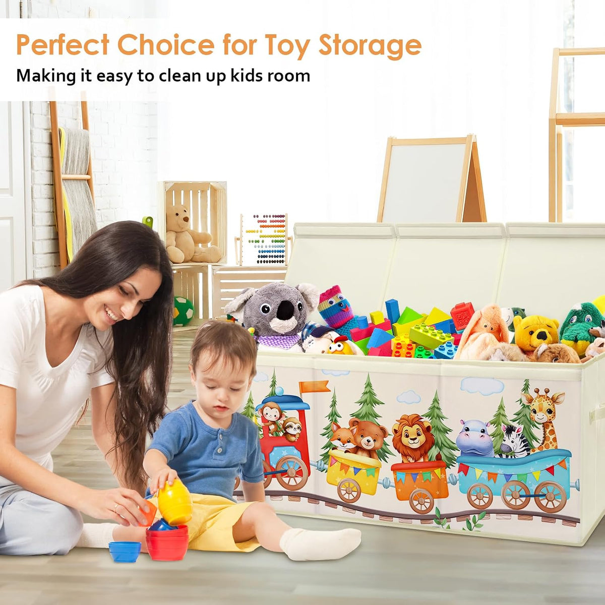 Large Toy Box Collapsible Chest Organizer with Flip Lid for Kids