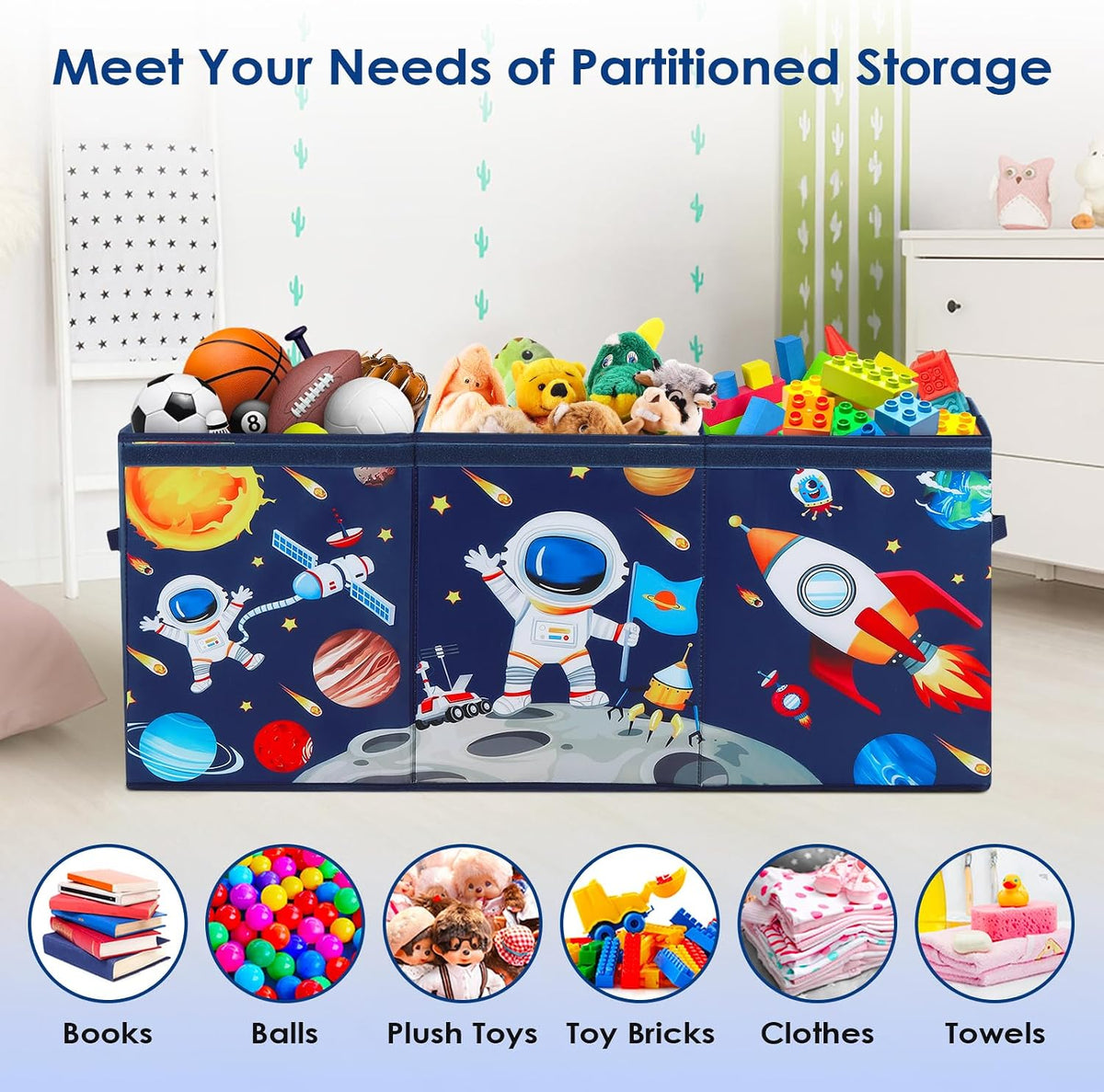 Large Toy Box Collapsible Chest Organizer with Flip Lid for Kids