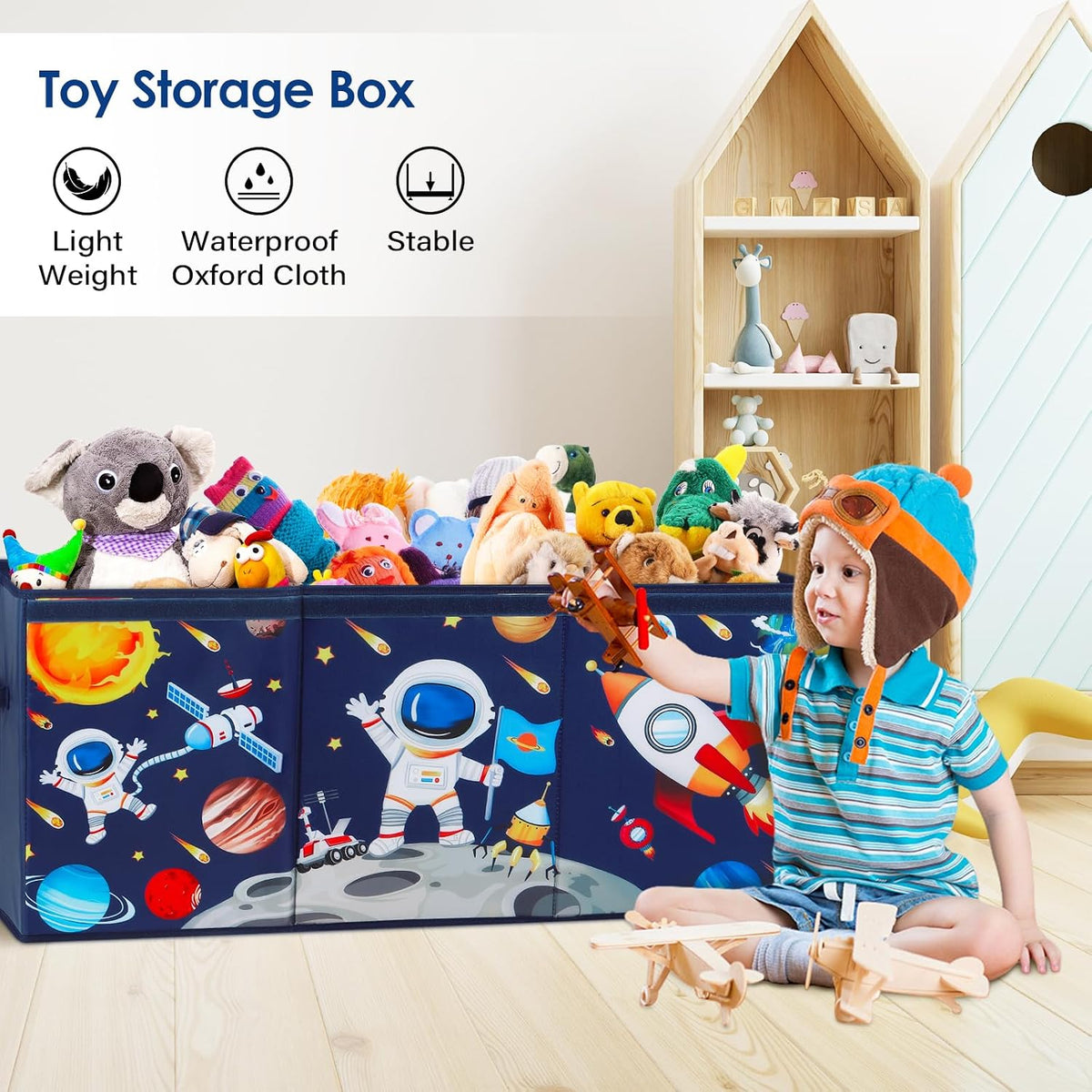 Large Toy Box Collapsible Chest Organizer with Flip Lid for Kids