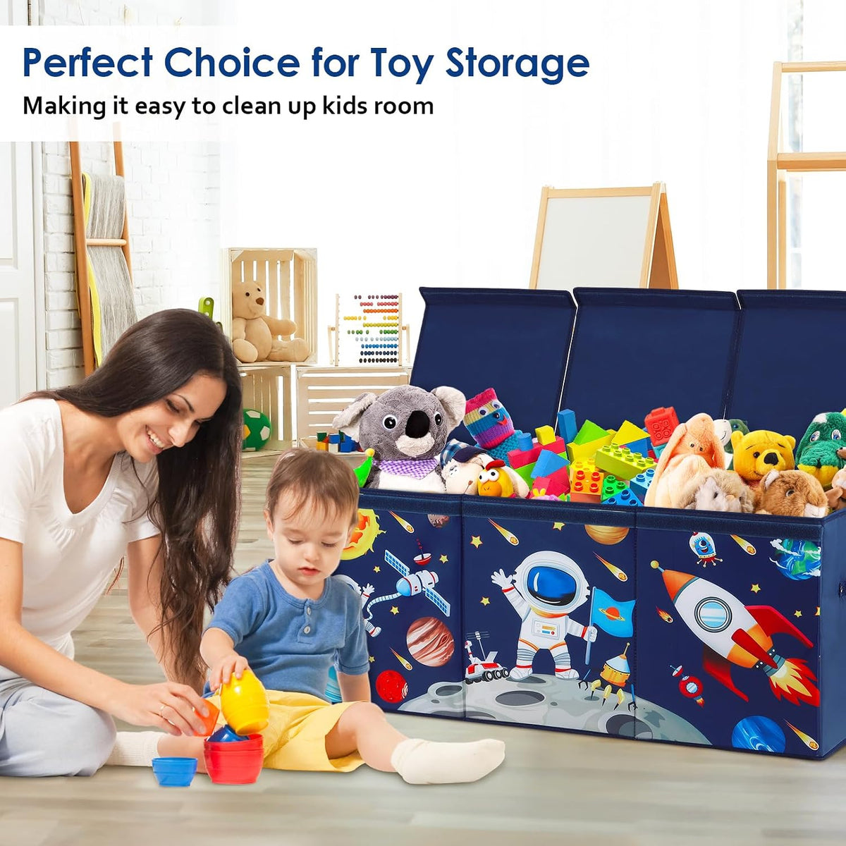 Large Toy Box Collapsible Chest Organizer with Flip Lid for Kids