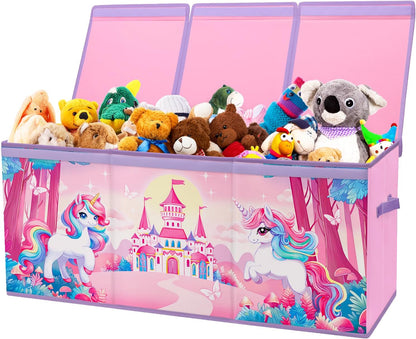 Large Toy Box Collapsible Chest Organizer with Flip Lid for Kids