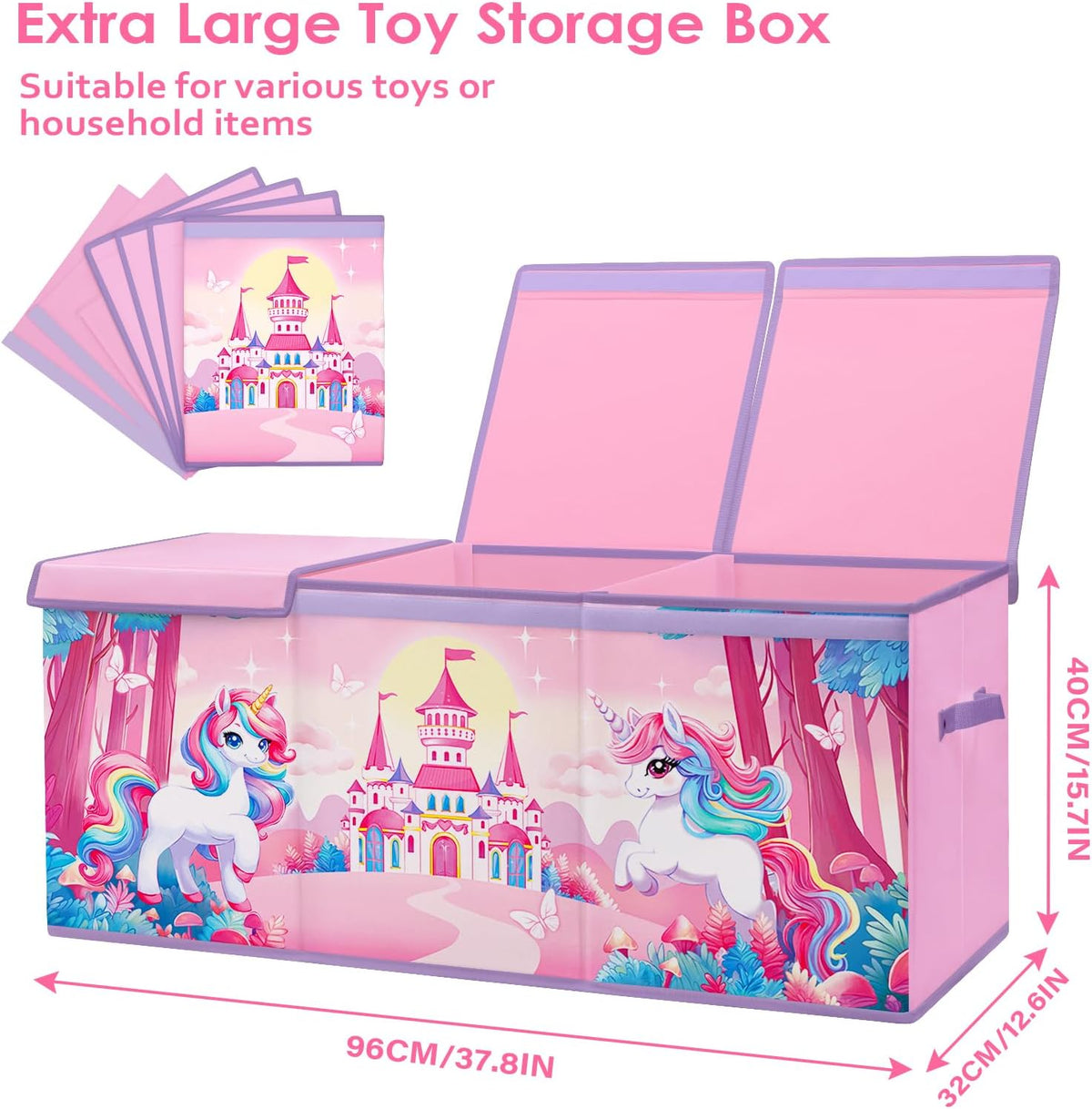 Large Toy Box Collapsible Chest Organizer with Flip Lid for Kids