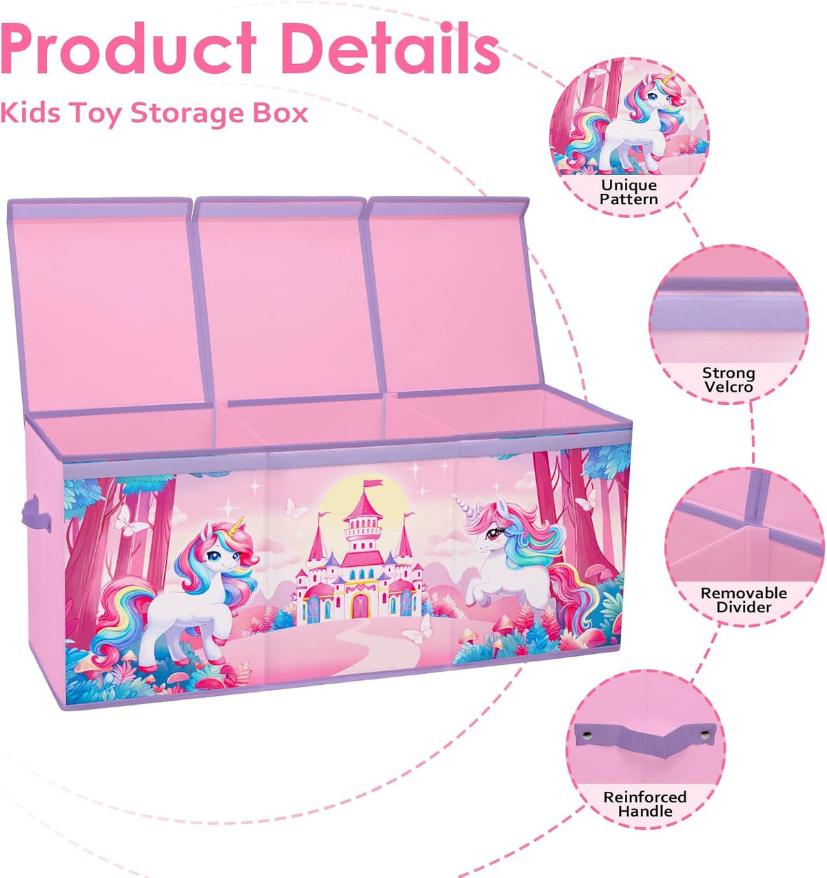 Large Toy Box Collapsible Chest Organizer with Flip Lid for Kids