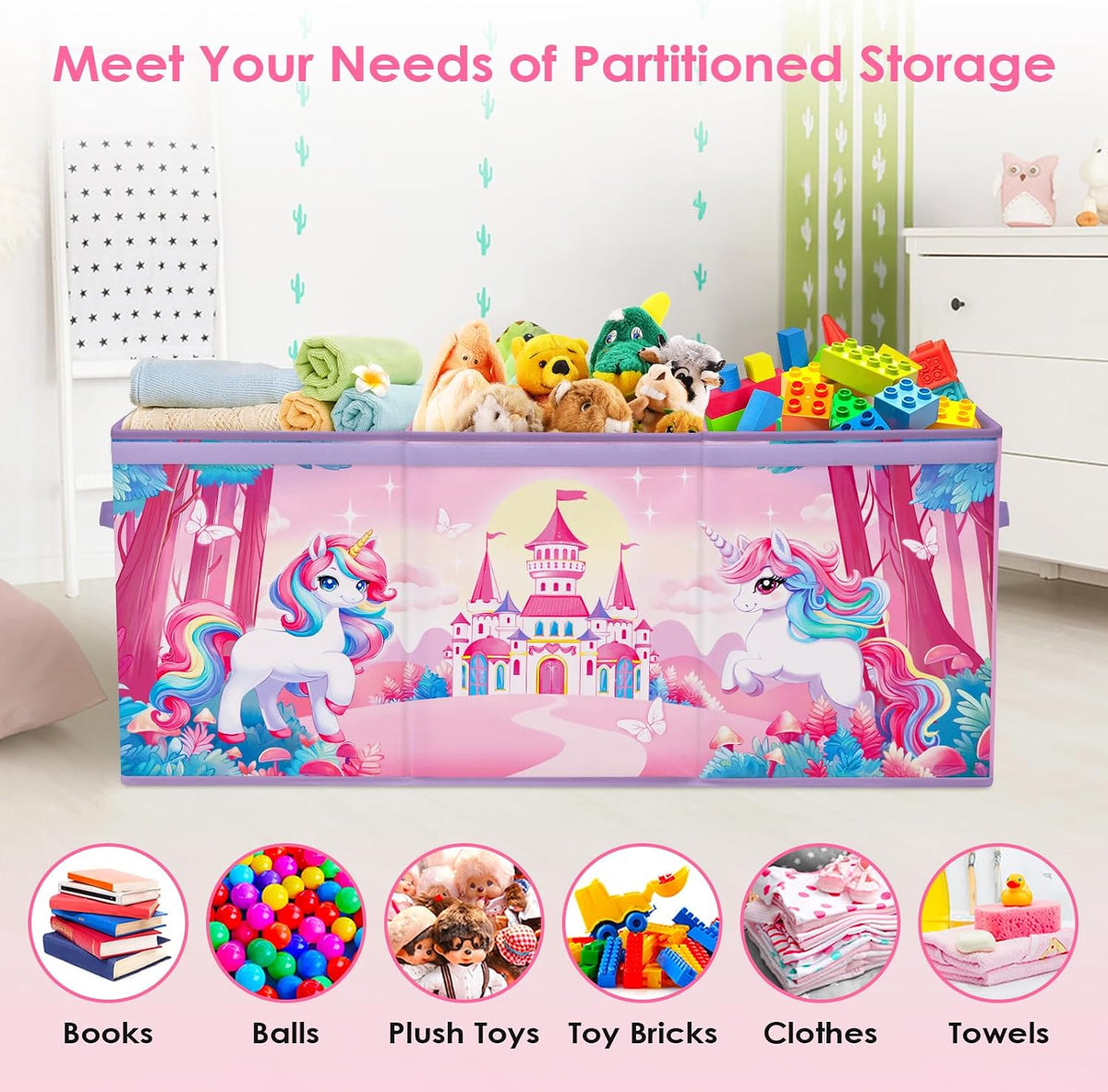 Large Toy Box Collapsible Chest Organizer with Flip Lid for Kids