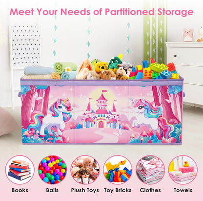 Large Toy Box Collapsible Chest Organizer with Flip Lid for Kids