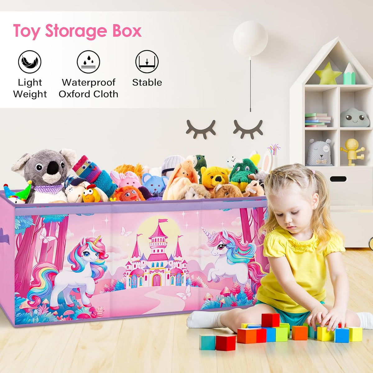 Large Toy Box Collapsible Chest Organizer with Flip Lid for Kids