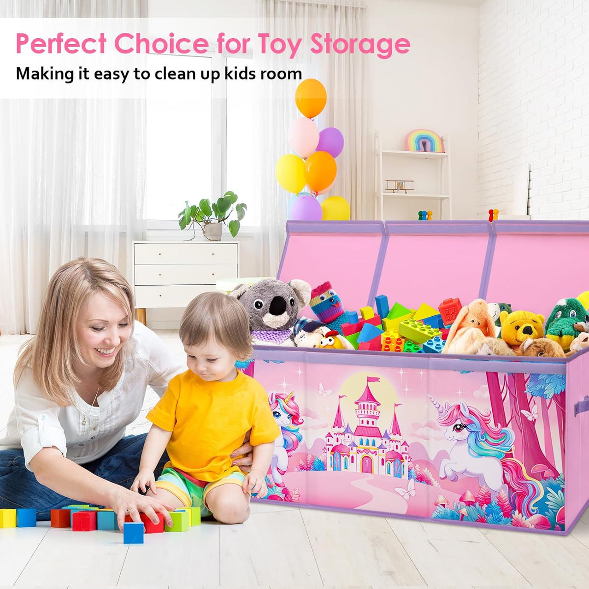Large Toy Box Collapsible Chest Organizer with Flip Lid for Kids