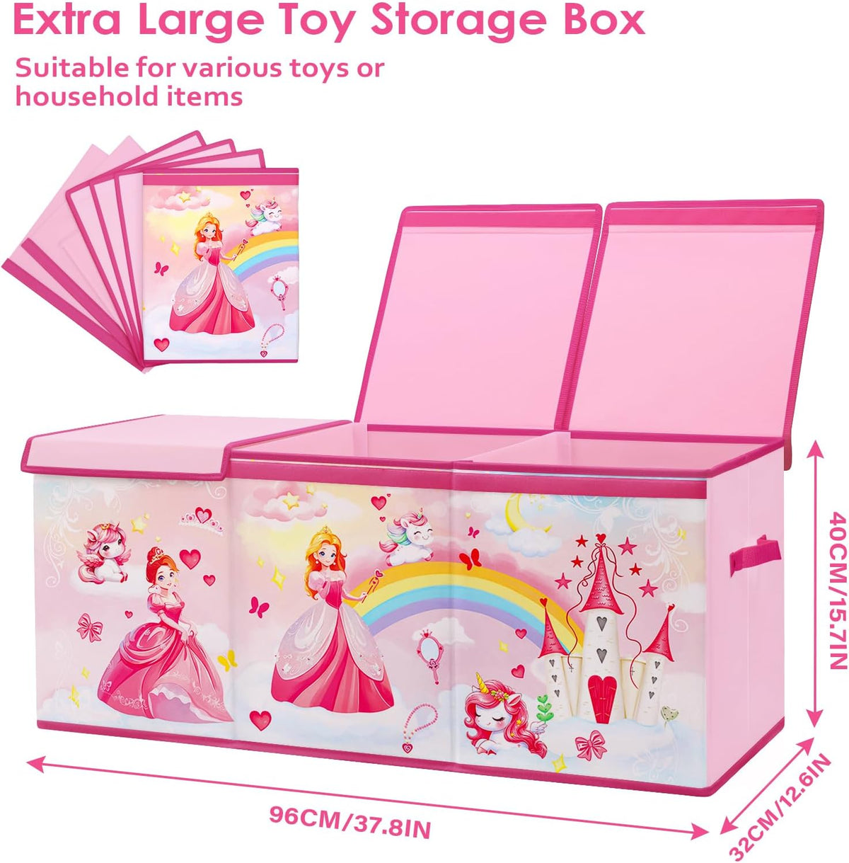 Large Toy Box Collapsible Chest Organizer with Flip Lid for Kids