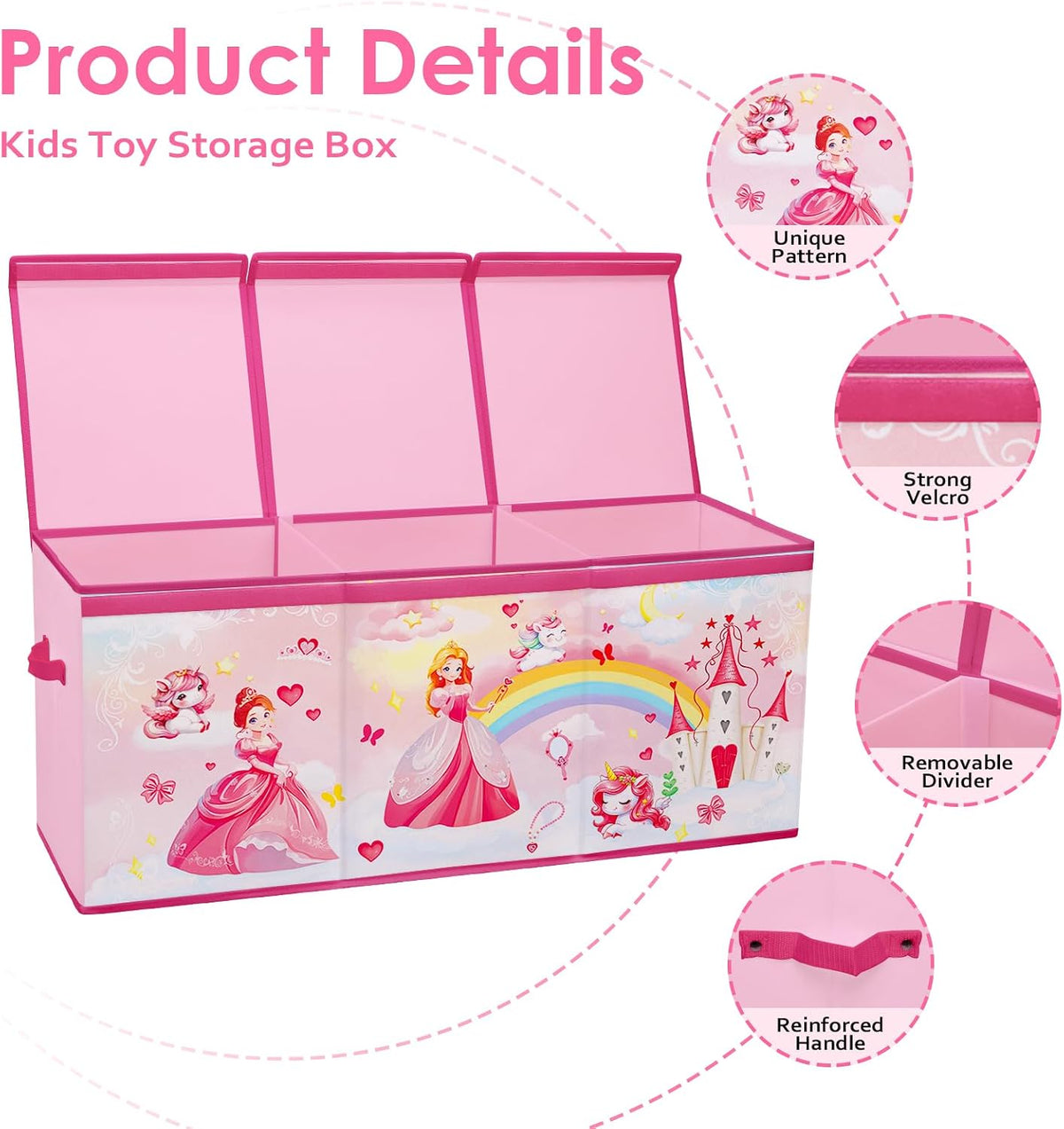 Large Toy Box Collapsible Chest Organizer with Flip Lid for Kids