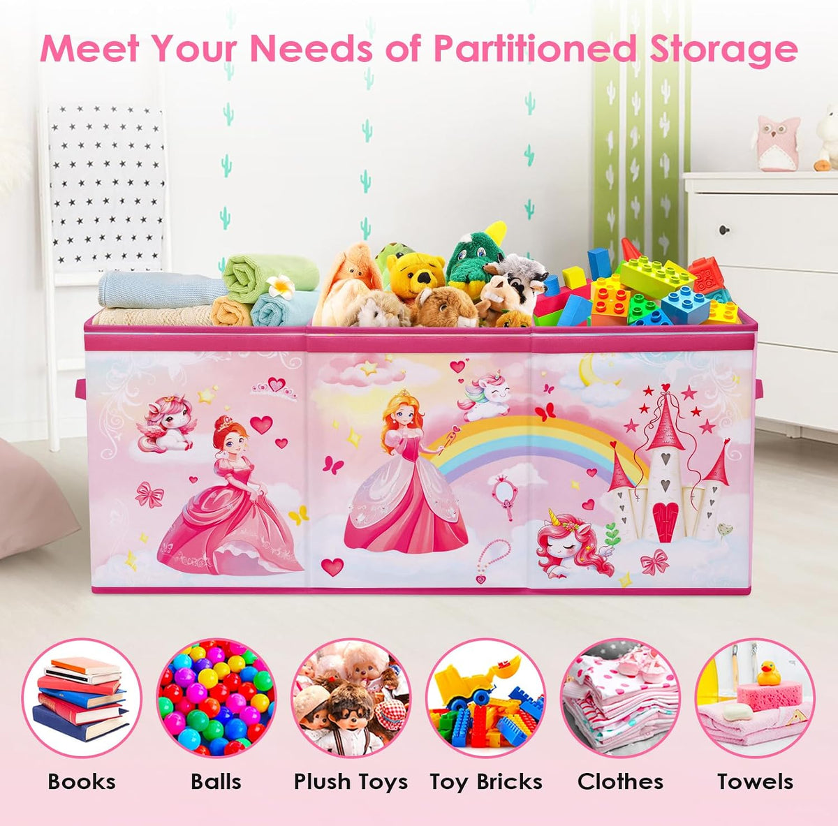 Large Toy Box Collapsible Chest Organizer with Flip Lid for Kids