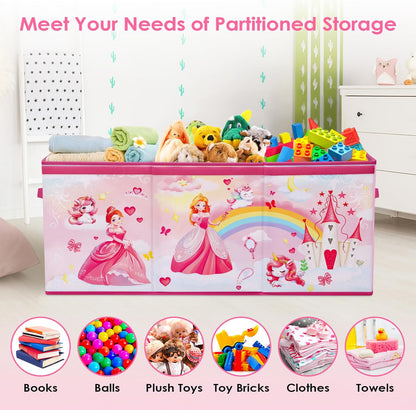 Large Toy Box Collapsible Chest Organizer with Flip Lid for Kids