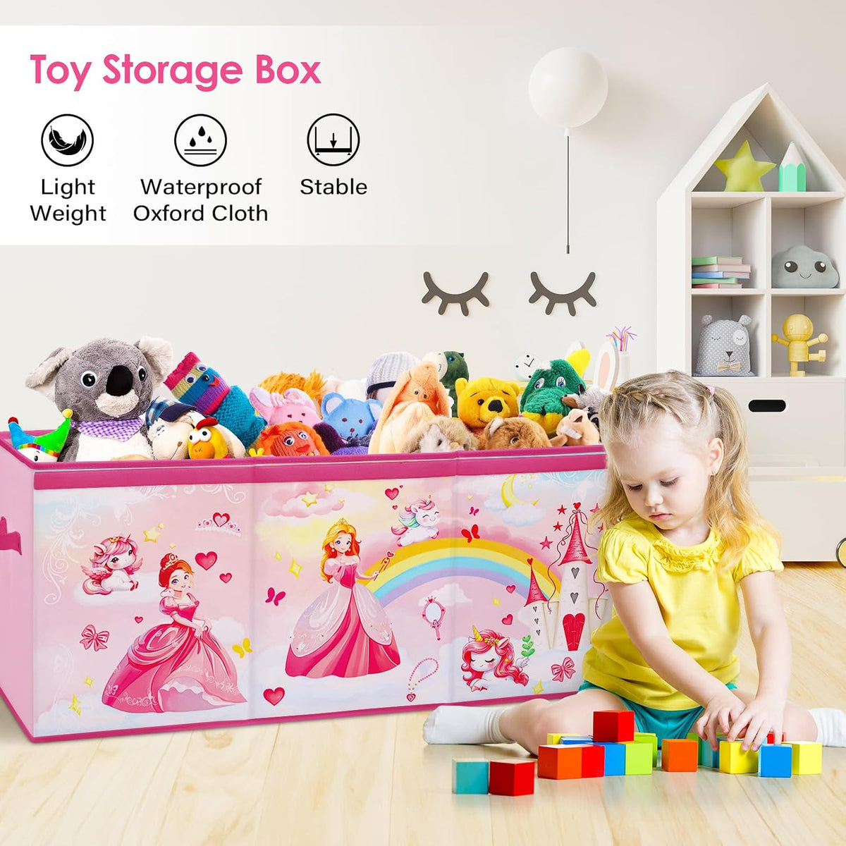 Large Toy Box Collapsible Chest Organizer with Flip Lid for Kids