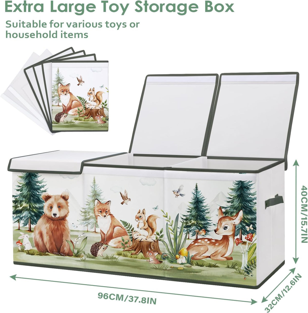 Large Toy Box Collapsible Chest Organizer with Flip Lid for Kids
