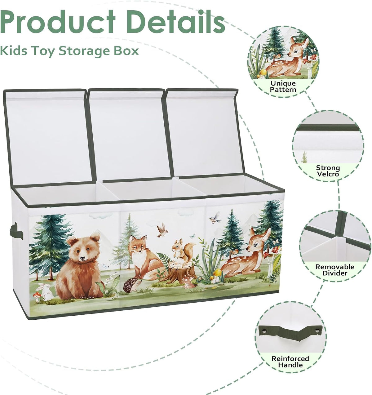 Large Toy Box Collapsible Chest Organizer with Flip Lid for Kids