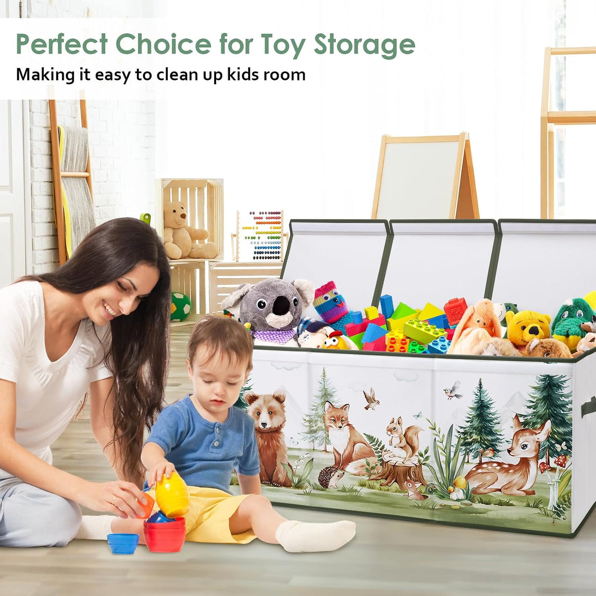 Large Toy Box Collapsible Chest Organizer with Flip Lid for Kids