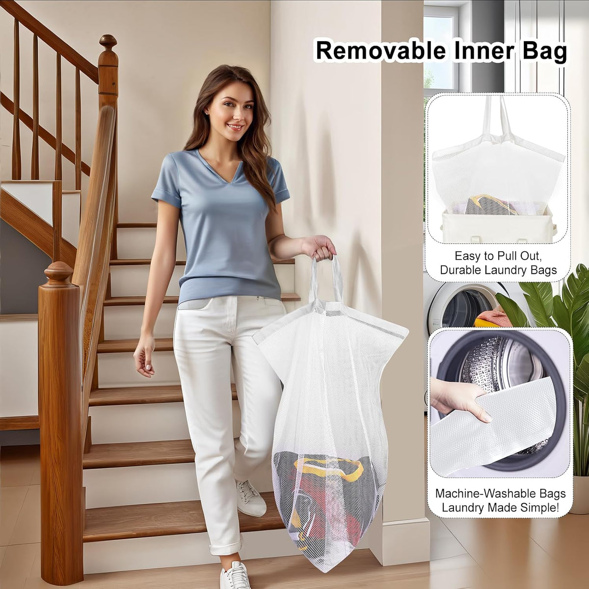 75L Slim Laundry Hamper with Lid,Large Foldable Laundry Basket with Removable Bag and Handles Tall Collapsible Dirty Clothes Basket Great for Bedroom, Bathroom, Dorm, College,RV. (Beige, 75L)