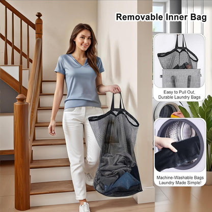 75L Slim Laundry Hamper with Lid,Large Foldable Laundry Basket with Removable Bag and Handles Tall Collapsible Dirty Clothes Basket Great for Bedroom, Bathroom, Dorm, College,RV. (Beige, 75L)