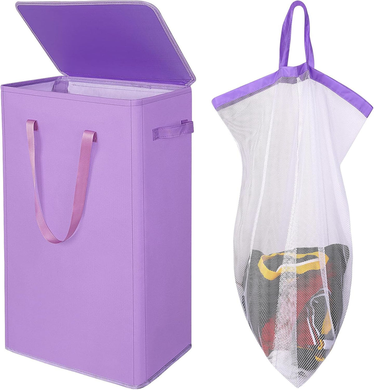 75L Slim Laundry Hamper with Lid,Large Foldable Laundry Basket with Removable Bag and Handles Tall Collapsible Dirty Clothes Basket Great for Bedroom, Bathroom, Dorm, College,RV. (Beige, 75L)