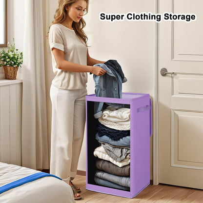75L Slim Laundry Hamper with Lid,Large Foldable Laundry Basket with Removable Bag and Handles Tall Collapsible Dirty Clothes Basket Great for Bedroom, Bathroom, Dorm, College,RV. (Beige, 75L)
