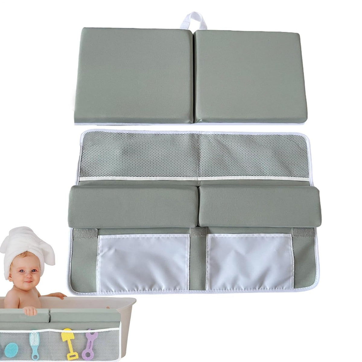 Bath Kneeler Elbow Knee Saver Washable 4 Organizer Pockets