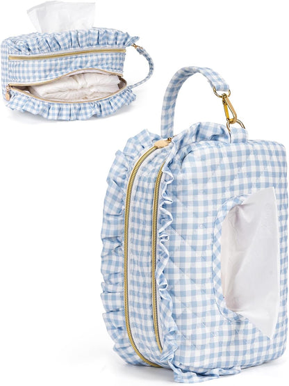 Double-Layer Wipe Holder Quilted Wipes Bag Small Hanging Diaper Bag Portable Wipe Pouch for Stroller, Home, Travel