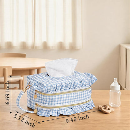 Double-Layer Wipe Holder Quilted Wipes Bag Small Hanging Diaper Bag Portable Wipe Pouch for Stroller, Home, Travel