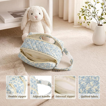 Double-Layer Wipe Holder Quilted Wipes Bag Small Hanging Diaper Bag Portable Wipe Pouch for Stroller, Home, Travel