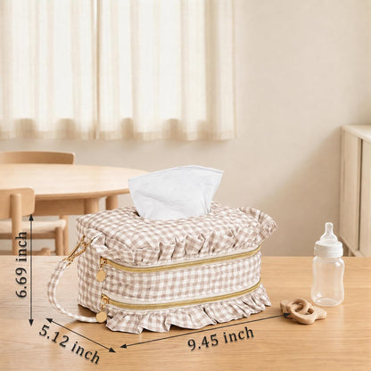 Double-Layer Wipe Holder Quilted Wipes Bag Small Hanging Diaper Bag Portable Wipe Pouch for Stroller, Home, Travel