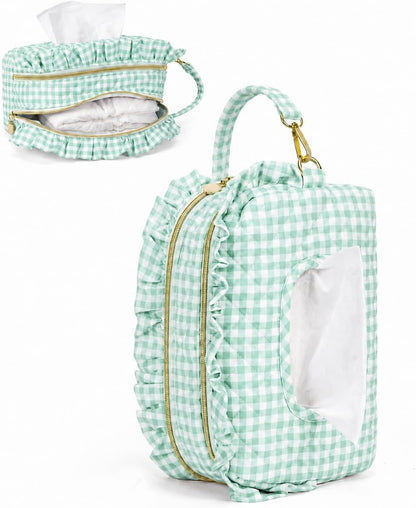 Double-Layer Wipe Holder Quilted Wipes Bag Small Hanging Diaper Bag Portable Wipe Pouch for Stroller, Home, Travel