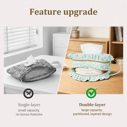 Double-Layer Wipe Holder Quilted Wipes Bag Small Hanging Diaper Bag Portable Wipe Pouch for Stroller, Home, Travel