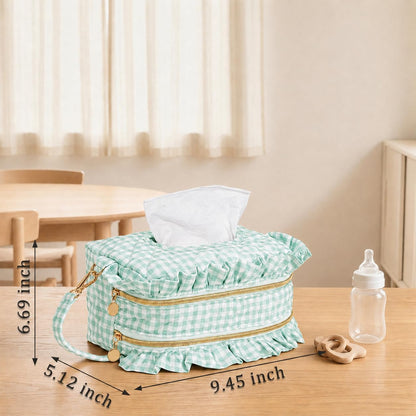 Double-Layer Wipe Holder Quilted Wipes Bag Small Hanging Diaper Bag Portable Wipe Pouch for Stroller, Home, Travel