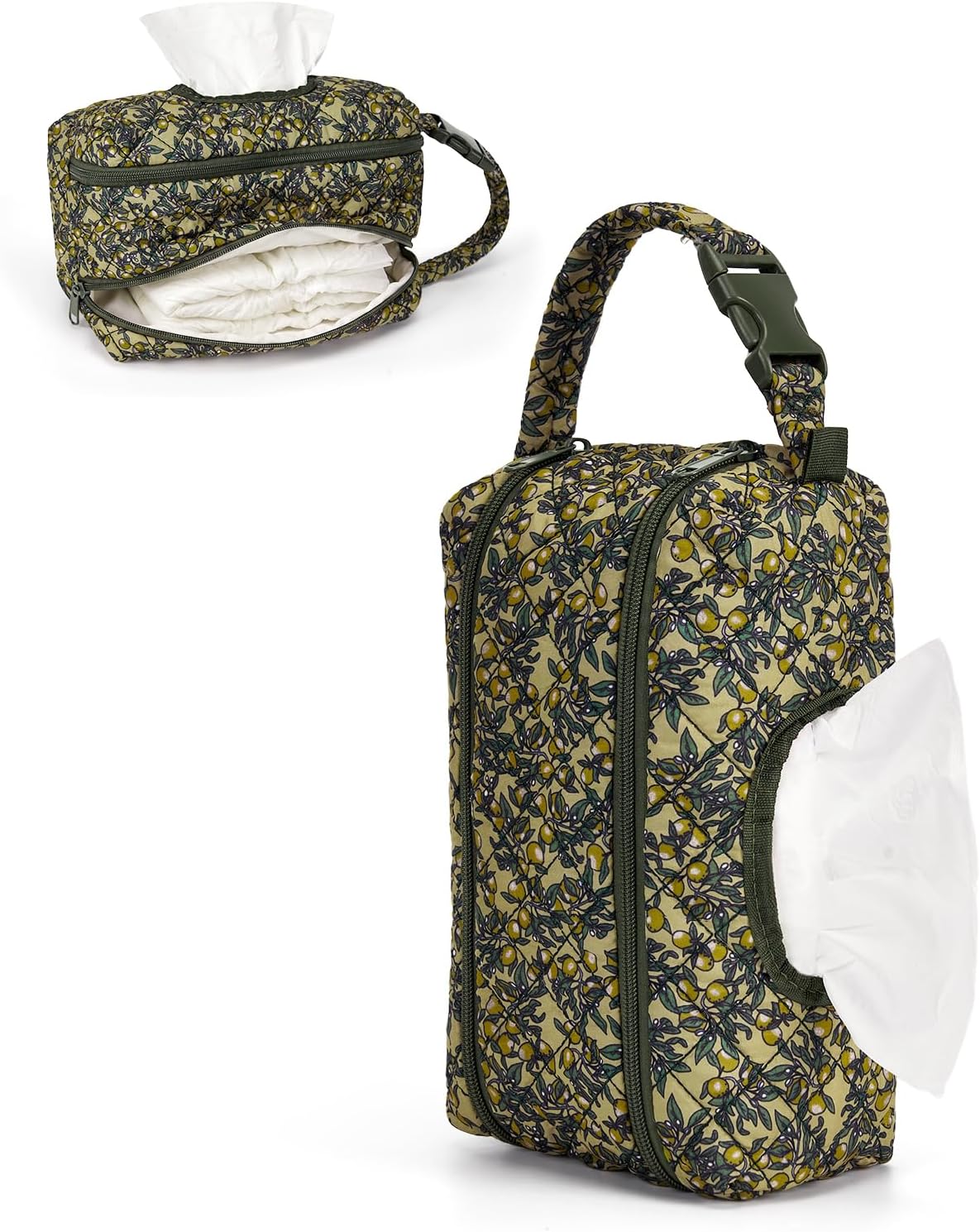 Double-Layer Wipe Holder Quilted Wipes Bag Small Hanging Diaper Bag Portable Wipe Pouch for Stroller, Home, Travel