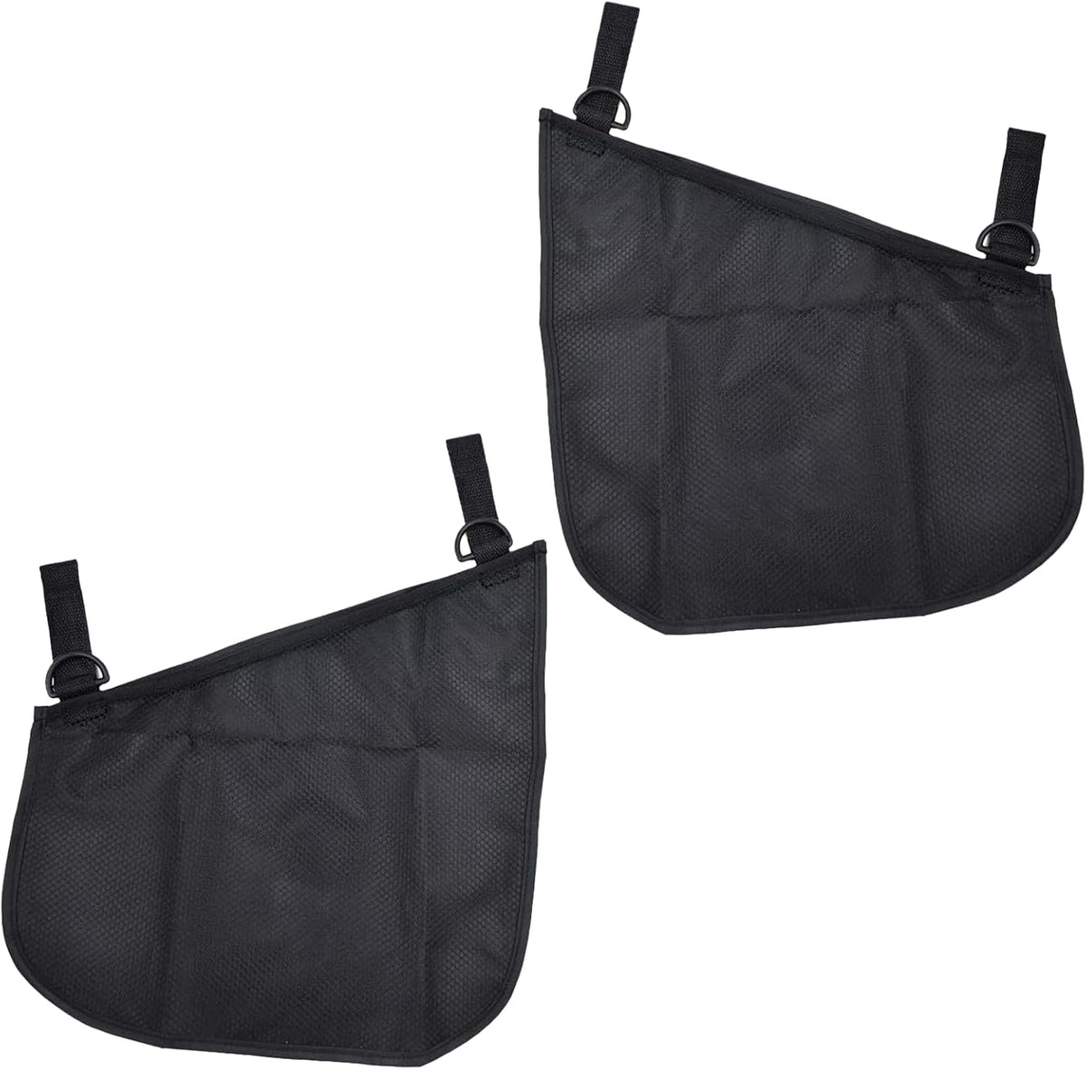 2 Pack Universal Side Sling Stroller Mesh Cargo Net, Side Sling Stroller Mesh Cargo Organizer, Extra Stroller Storage Space, Non-Slip and Adjustable Straps, Black