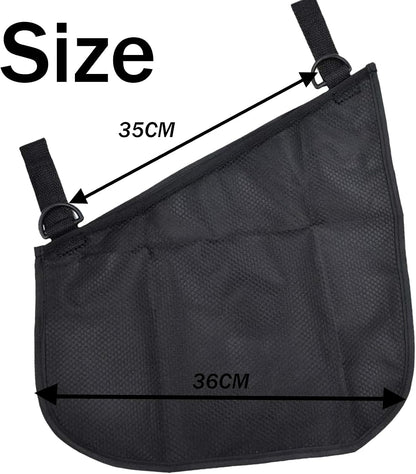 2 Pack Universal Side Sling Stroller Mesh Cargo Net, Side Sling Stroller Mesh Cargo Organizer, Extra Stroller Storage Space, Non-Slip and Adjustable Straps, Black