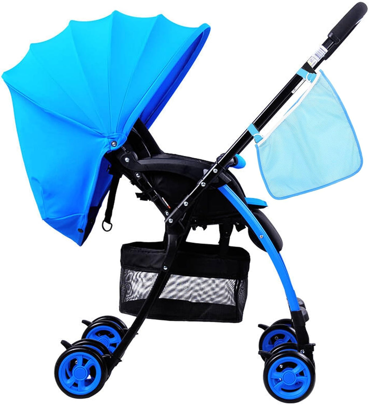 2 Pack Universal Side Sling Stroller Mesh Cargo Net, Side Sling Stroller Mesh Cargo Organizer, Extra Stroller Storage Space, Non-Slip and Adjustable Straps, Black