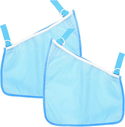 2 Pack Universal Side Sling Stroller Mesh Cargo Net, Side Sling Stroller Mesh Cargo Organizer, Extra Stroller Storage Space, Non-Slip and Adjustable Straps, Black