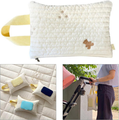 Cotton Wipes Dispenser Refillable Wipe Holder Travel Wet Wipe Container Baby Wipe Pouch for Car Stroller Indoor Outdoor Cotton