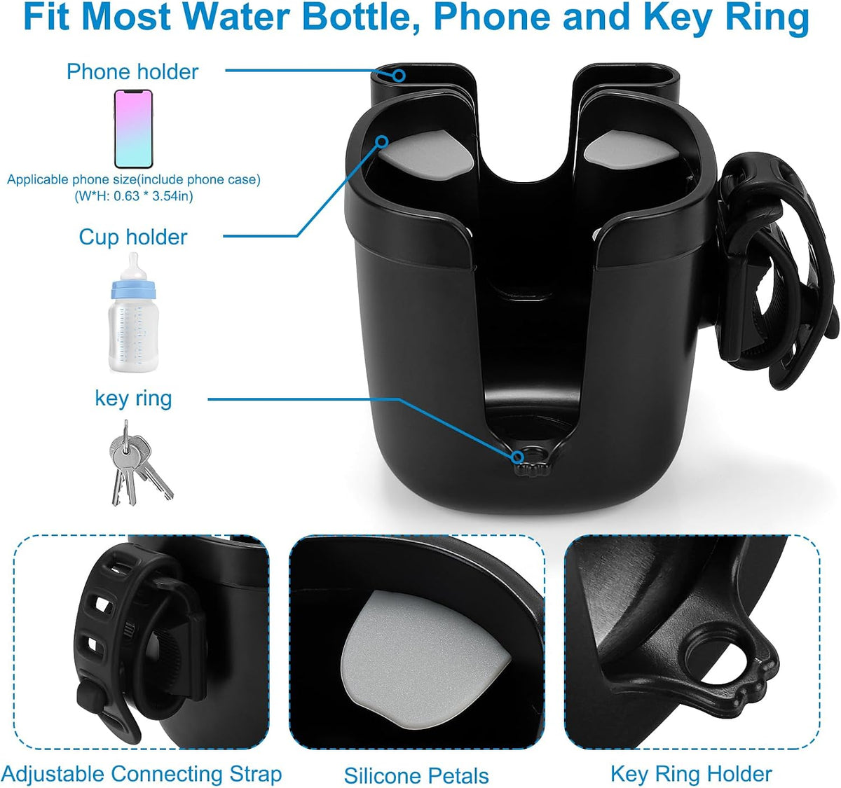 Stroller Cup Holder, Drinks Holder Bike Walker Wheelchair