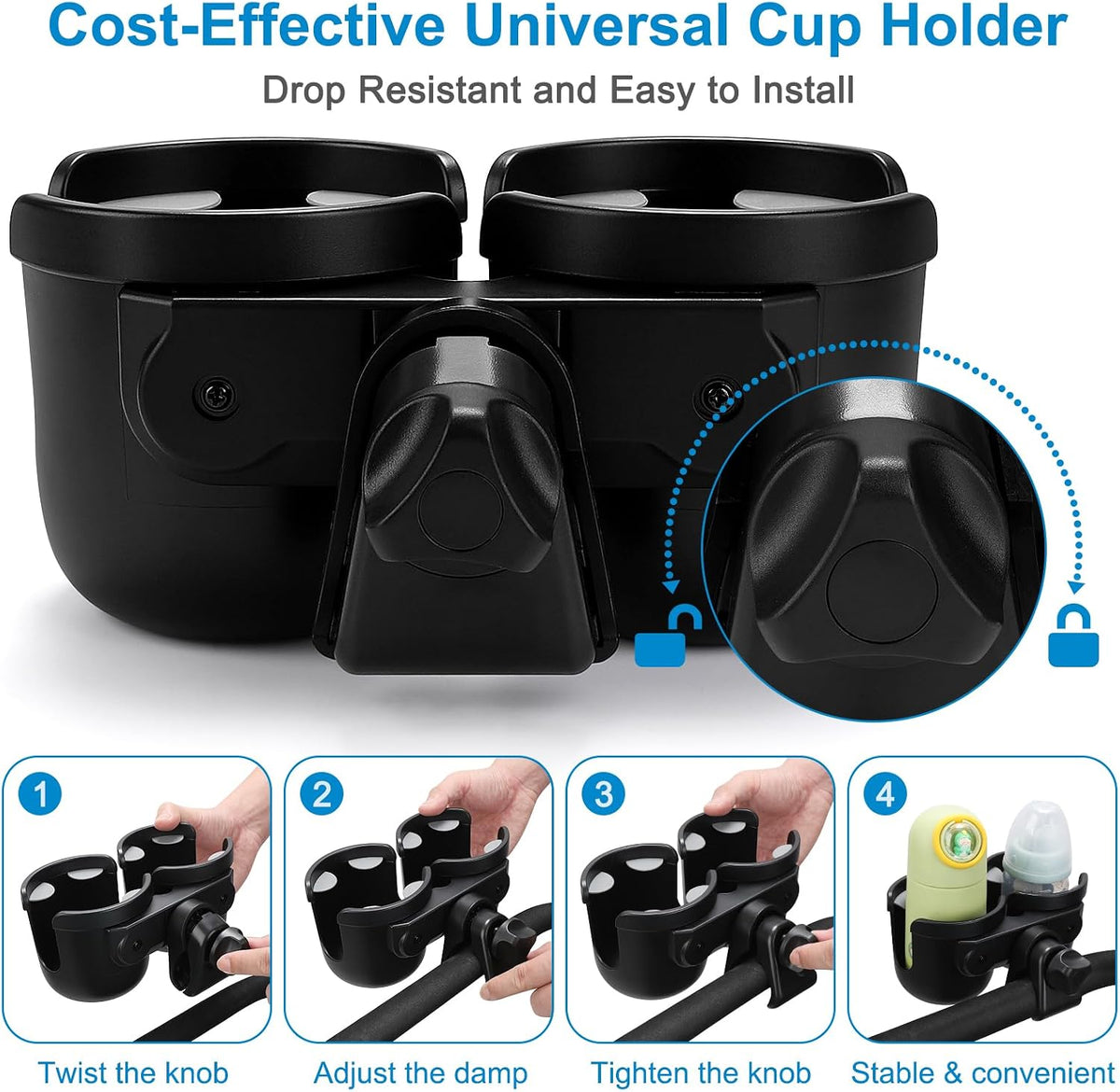 Stroller Cup Holder, Drinks Holder Bike Walker Wheelchair
